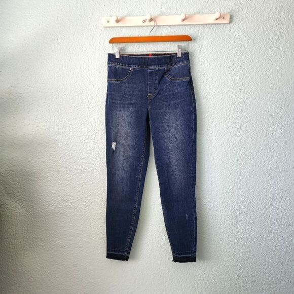 SPANX pull on distressed raw hem denim jeans - Picture 1 of 10